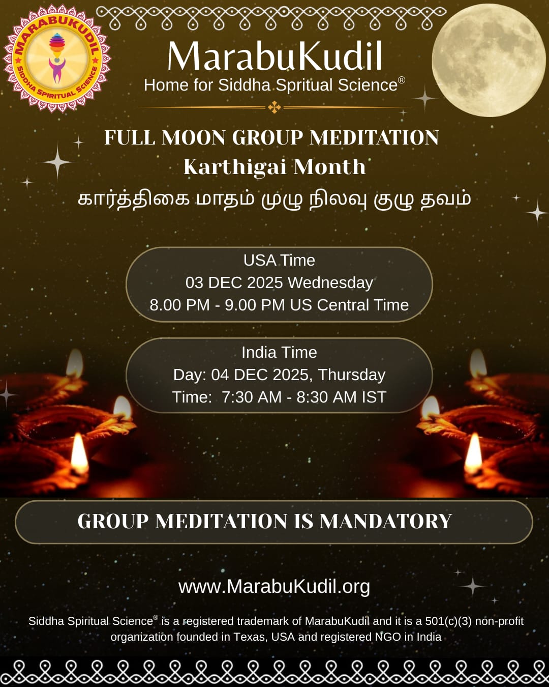Karthigai Month Full Moon Meditation-2025
